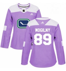 Womens Adidas Vancouver Canucks 89 Alexander Mogilny Authentic Purple Fights Cancer Practice NHL Jersey 