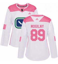 Womens Adidas Vancouver Canucks 89 Alexander Mogilny Authentic WhitePink Fashion NHL Jersey 