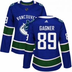 Womens Adidas Vancouver Canucks 89 Sam Gagner Premier Blue Home NHL Jersey 
