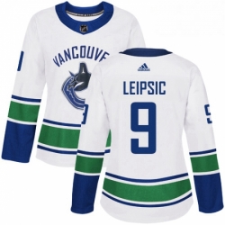 Womens Adidas Vancouver Canucks 9 Brendan Leipsic Authentic White Away NHL Jersey 