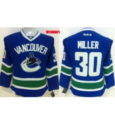 Womens Vancouver Canucks #30 Ryan Miller Blue Home Stitched NHL Jersey