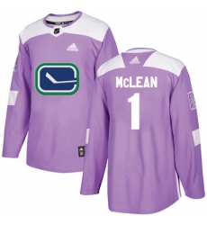Youth Adidas Vancouver Canucks 1 Kirk Mclean Authentic Purple Fights Cancer Practice NHL Jersey 