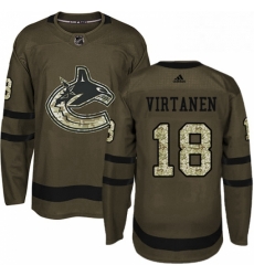Youth Adidas Vancouver Canucks 18 Jake Virtanen Authentic Green Salute to Service NHL Jersey 