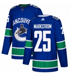 Youth Adidas Vancouver Canucks 25 Jacob Markstrom Authentic Blue Home NHL Jersey 