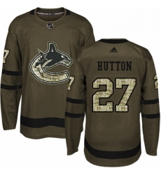 Youth Adidas Vancouver Canucks 27 Ben Hutton Authentic Green Salute to Service NHL Jersey 
