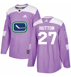Youth Adidas Vancouver Canucks 27 Ben Hutton Authentic Purple Fights Cancer Practice NHL Jersey 