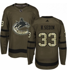 Youth Adidas Vancouver Canucks 33 Henrik Sedin Authentic Green Salute to Service NHL Jersey 