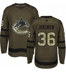 Youth Adidas Vancouver Canucks 36 Jussi Jokinen Premier Green Salute to Service NHL Jersey 
