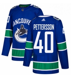Youth Adidas Vancouver Canucks 40 Elias Pettersson Blue Home Authentic Stitched NHL Jersey 