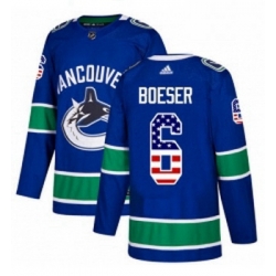 Youth Adidas Vancouver Canucks 6 Brock Boeser Authentic Blue USA Flag Fashion NHL Jersey 
