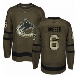 Youth Adidas Vancouver Canucks 6 Brock Boeser Authentic Green Salute to Service NHL Jersey 