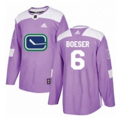 Youth Adidas Vancouver Canucks 6 Brock Boeser Authentic Purple Fights Cancer Practice NHL Jersey 