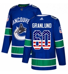 Youth Adidas Vancouver Canucks 60 Markus Granlund Authentic Blue USA Flag Fashion NHL Jersey 