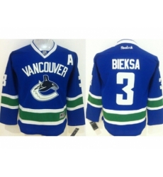Youth NHL Vancouver Canucks #3 Kevin Bieksa Blue Jerseys
