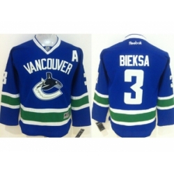 Youth NHL Vancouver Canucks #3 Kevin Bieksa Blue Jerseys