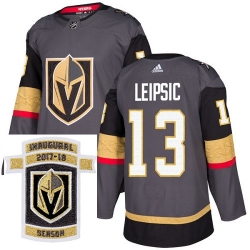 Adidas Golden Knights #13 Brendan Leipsic Grey Home Authentic Stitched NHL Inaugural Season Patch Jersey