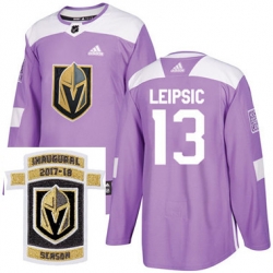 Adidas Golden Knights #13 Brendan Leipsic Purple Authentic Fights Cancer Stitched NHL Inaugural Season Patch Jersey