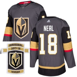 Adidas Golden Knights #18 James Neal Grey Home Authentic Stitched NHL Inaugural Season Patch Jersey