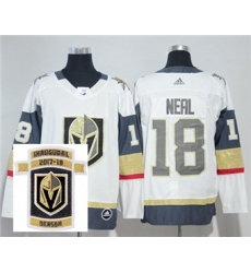 Adidas Golden Knights #18 James Neal White Road Authentic Stitched NHL Inaugural Season Patch Jersey