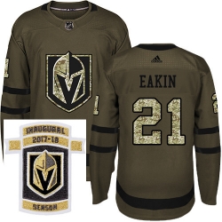 Adidas Golden Knights #21 Cody Eakin Green Salute to Service Stitched NHL Inaugural Season Patch Jersey