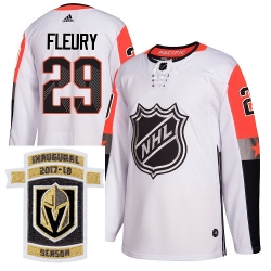 Adidas Golden Knights #29 Marc Andre Fleury White 2018 All Star Pacific Division Authentic Stitched NHL Inaugural Season Patch Jersey