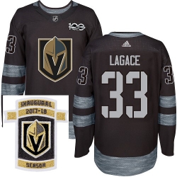 Adidas Golden Knights #33 Maxime Lagace Black 1917 2017 100th Anniversary Stitched NHL Inaugural Season Patch Jersey