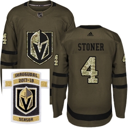 Adidas Golden Knights #4 Clayton Stoner Green Salute to Service Stitched NHL Inaugural Season Patch Jersey