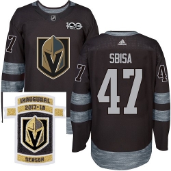 Adidas Golden Knights #47 Luca Sbisa Black 1917 2017 100th Anniversary Stitched NHL Inaugural Season Patch Jersey