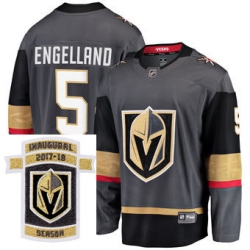 Adidas Golden Knights #5 Deryk Engellan Grey Home Authentic Stitched NHL Inaugural Season Patch Jersey