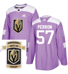Adidas Golden Knights #57 David Perron Purple Authentic Fights Cancer Stitched NHL Inaugural Season Patch Jersey