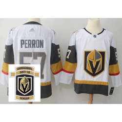 Adidas Golden Knights #57 David Perron White Road Authentic Stitched NHL Inaugural Season Patch Jersey