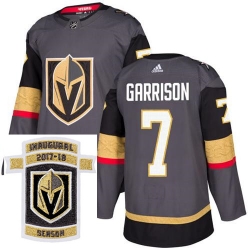 Adidas Golden Knights #7 Jason Garrison Grey Home Authentic Stitched NHL Inaugural Season Patch Jersey