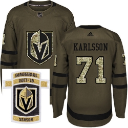 Adidas Golden Knights #71 William Karlsson Green Salute to Service Stitched NHL Inaugural Season Patch Jersey
