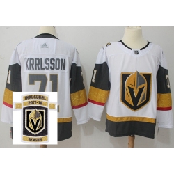 Adidas Golden Knights #71 William Karlsson White Road Authentic Stitched NHL Inaugural Season Patch Jersey