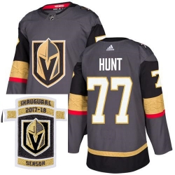 Adidas Golden Knights #77 Brad Hunt Grey Home Authentic Stitched NHL Inaugural Season Patch Jersey