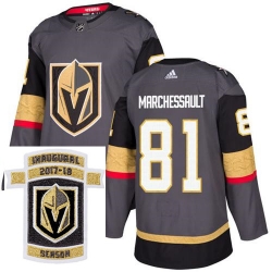 Adidas Golden Knights #81 Jonathan Marchessault Grey Home Authentic Stitched NHL Inaugural Season Patch Jersey