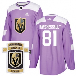 Adidas Golden Knights #81 Jonathan Marchessault Purple Authentic Fights Cancer Stitched NHL Inaugural Season Patch Jersey