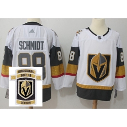 Adidas Golden Knights #88 Nate Schmidt White Road Authentic Stitched NHL Inaugural Season Patch Jersey