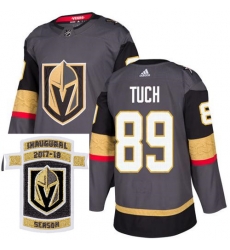 Adidas Golden Knights #89 Alex Tuch Grey Home Authentic Stitched NHL Inaugural Season Patch Jersey