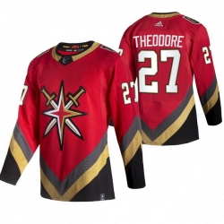 Men Vegas Golden Knights 27 Shea Theodore Red Adidas 2020 21 Reverse Retro Alternate NHL Jersey