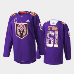 Men Vegas Golden Knights 61 Mark Stone Purple Hispanic Heritage Warmup Stitched Jersey