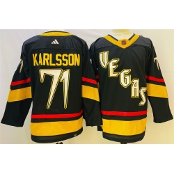 Men Vegas Golden Knights 71 William Karlsson Black 2022 23 Reverse Retro Stitched Jersey