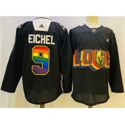 Men Vegas Golden Knights 9 Jack Eichel 2022 Black Pride Night Stitched Jersey