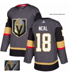 Mens Adidas Vegas Golden Knights 18 James Neal Authentic Gray Fashion Gold NHL Jersey 