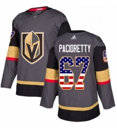 Mens Adidas Vegas Golden Knights 67 Max Pacioretty Authentic Gray USA Flag Fashion NHL Jersey 