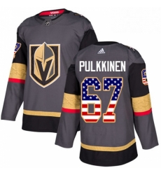Mens Adidas Vegas Golden Knights 67 Teemu Pulkkinen Authentic Gray USA Flag Fashion NHL Jersey 