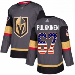 Mens Adidas Vegas Golden Knights 67 Teemu Pulkkinen Authentic Gray USA Flag Fashion NHL Jersey 