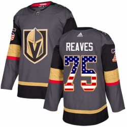 Mens Adidas Vegas Golden Knights 75 Ryan Reaves Authentic Gray USA Flag Fashion NHL Jersey