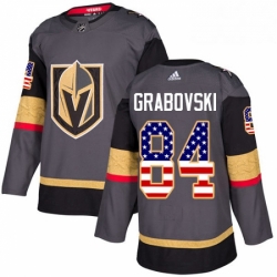 Mens Adidas Vegas Golden Knights 84 Mikhail Grabovski Authentic Gray USA Flag Fashion NHL Jersey 