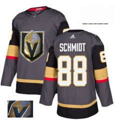 Mens Adidas Vegas Golden Knights 88 Nate Schmidt Authentic Gray Fashion Gold NHL Jersey 